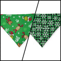 Green Grouchy/Buffalo Plaid Snowflakes Reversible Slide-on Bandana (Small)