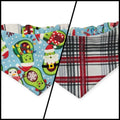 Avocado Christmas/Gray Red Cream Plaid Slip-on Scrunchie Bandana (Small/Medium)