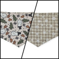 Boho Snowmen/Falling Snowflakes Reversible Tie-on Bandana (Small)