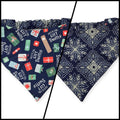 Gift Sniffer/Navy Snowflakes Reversible Slip-on Scrunchie Bandana (Large)