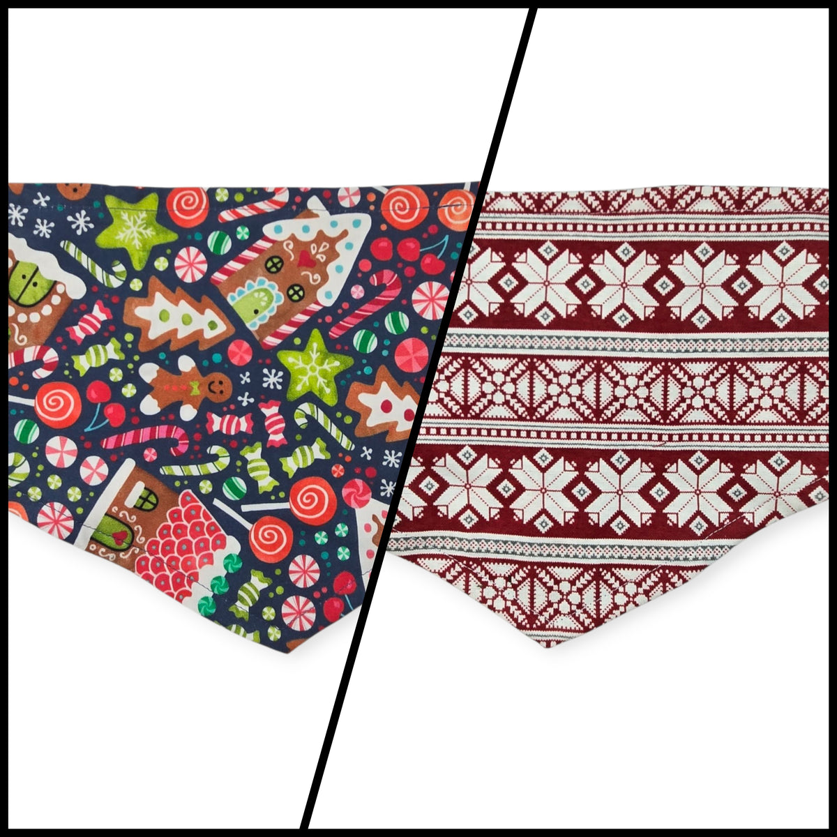 Gingerbread Houses/Nordic Winter Reversible Tie-on Bandana (Small)