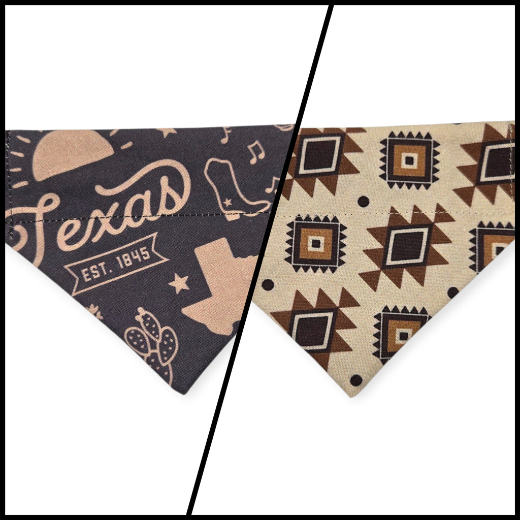 Texas Western Americana/Brown Southwestern Reversible Slide-on Bandana (X-Small)
