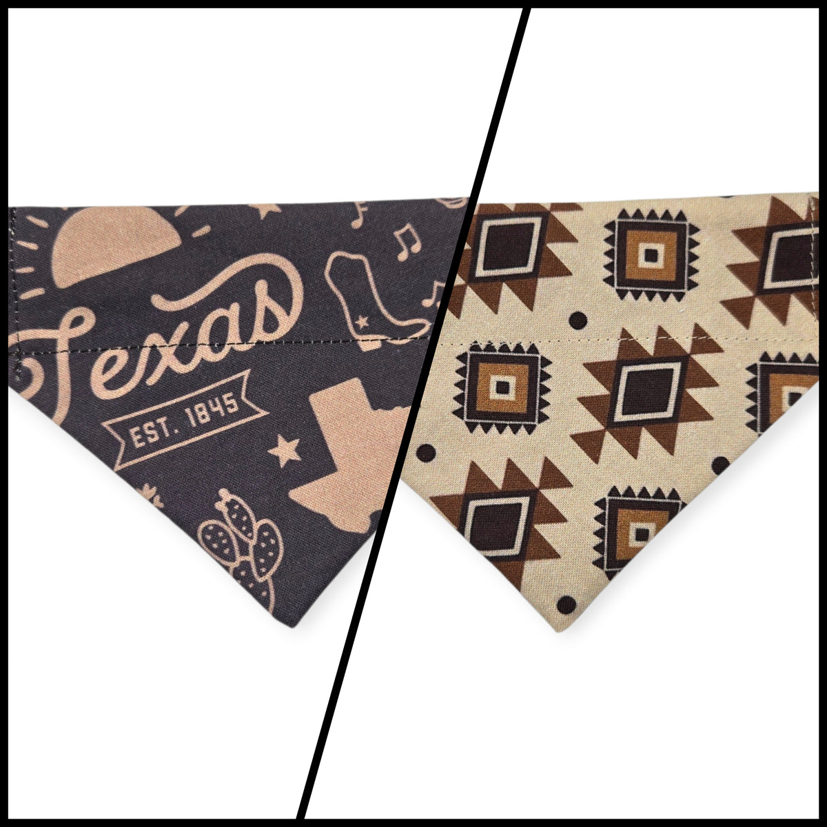 Texas Western Americana/Brown Southwestern Reversible Slide-on Bandana (X-Small)