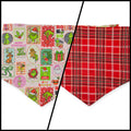 Pink Checkered Grouch/Red Tartan Reversible Tie-on Bandana (Small)