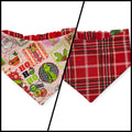 Pink Checkered Grouch/Red Tartan Reversible Slip-on Scrunchie Bandana (Small/Medium)