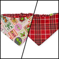 Pink Checkered Grouch/Red Tartan Reversible Slip-on Scrunchie Bandana (Medium)