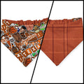 Longhorns Doodles/Orange Plaid Reversible Slip-on Scrunchie Bandana (Medium/Large)