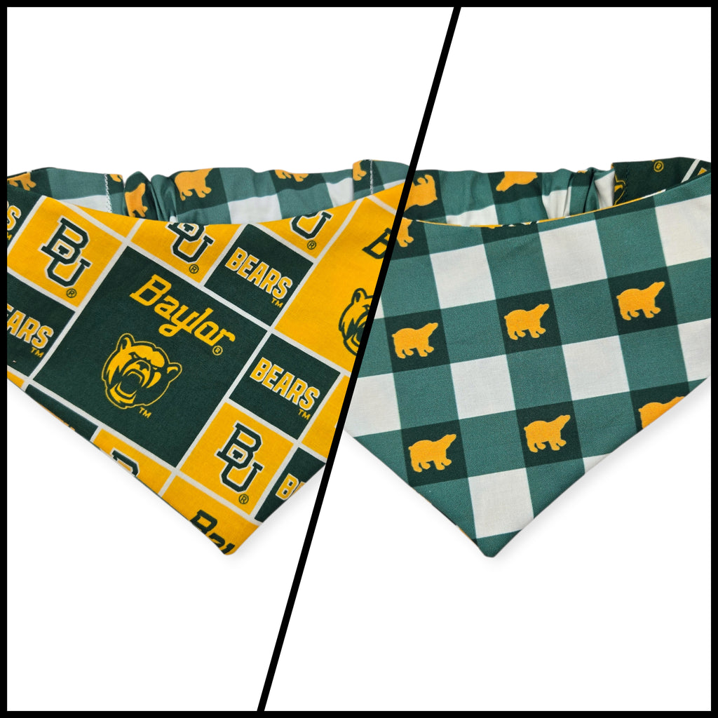 Baylor/Baylor Plaid Reversible Slip-on Scrunchie Bandana (Large)