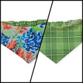 Indian Paintbrush & Bluebonnet/Green Plaid Reversible Slip-on Scrunchie Bandana (Small/Medium)