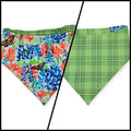 Indian Paintbrush & Bluebonnet/Green Plaid Reversible Slip-on Scrunchie Bandana (Large)