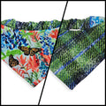 Indian Paintbrush & Bluebonnet/Green Distressed Plaid Reversible Slip-on Scrunchie Bandana (Small/Medium)