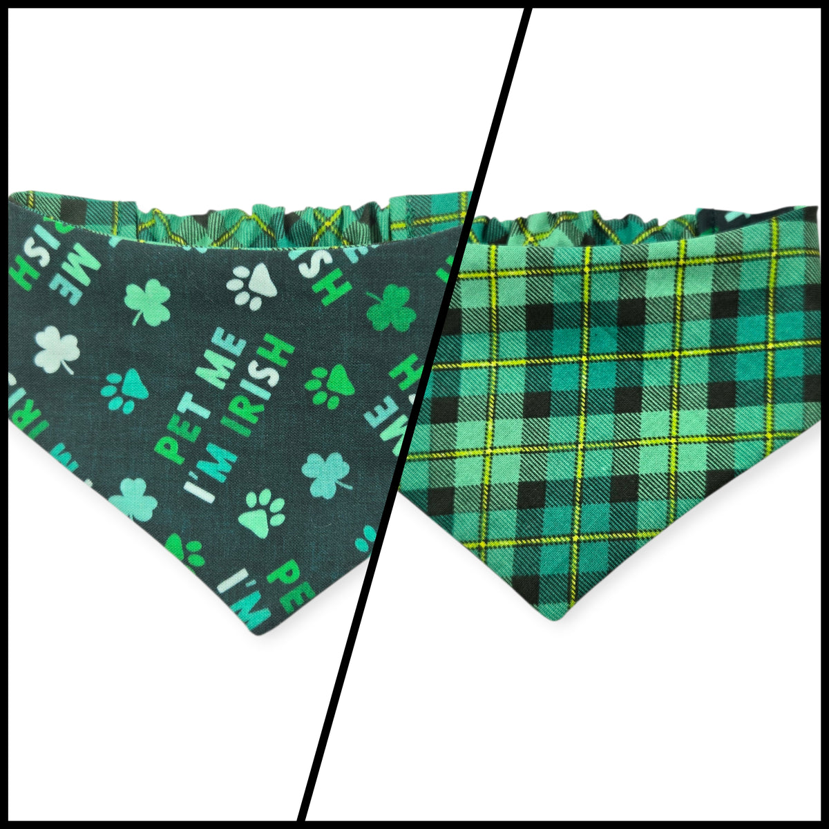 Pet Me I'm Irish/Green Plaid Slip-on Scrunchie Bandana (X-Small)