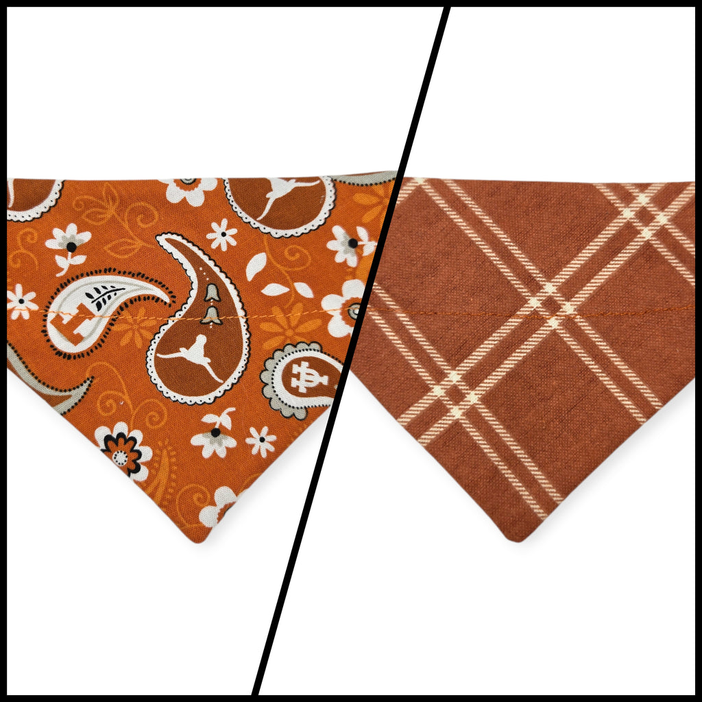 Longhorns/Burnt Orange Plaid Slide-on Bandana (X-Small)