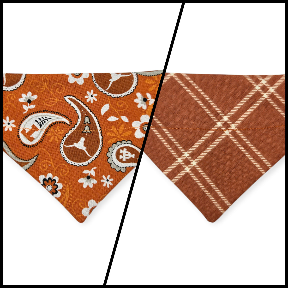 Longhorns/Burnt Orange Plaid Slide-on Bandana (X-Small)