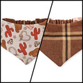 Western Valentines/Brown Plaid Slip-on Scrunchie Bandana (Small/Medium)