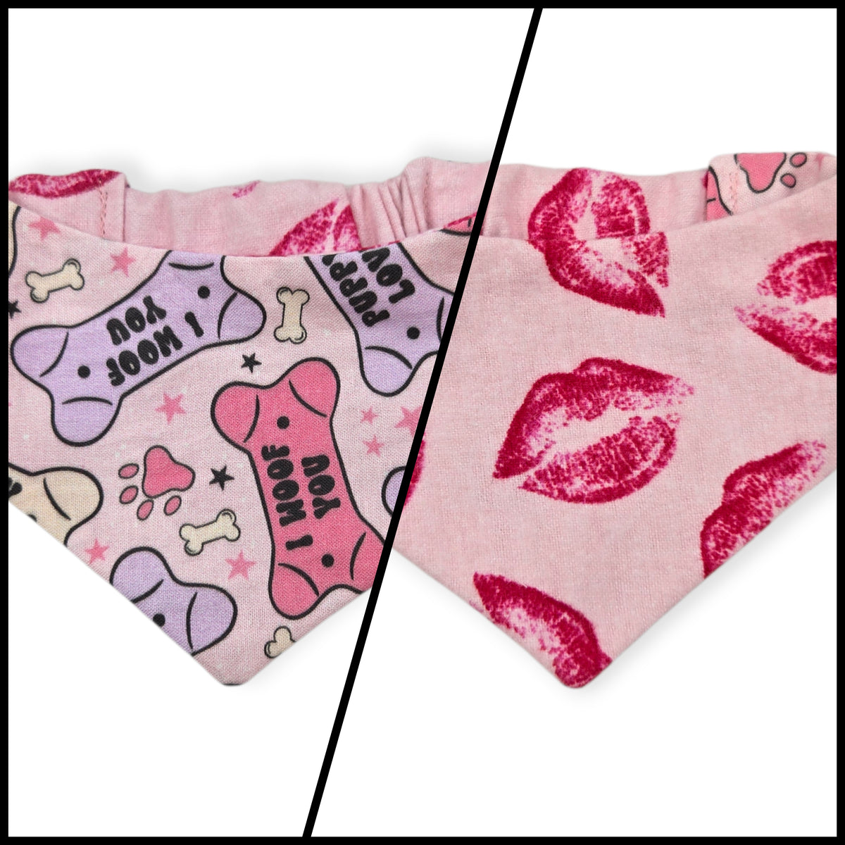 Conversation Hearts Bones/Kisses Slip-on Scrunchie Bandana (Small)