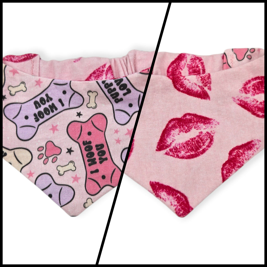 Conversation Hearts Bones/Kisses Slip-on Scrunchie Bandana (Medium)