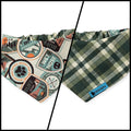 Dog Camping Adventures/Green Plaid Slip-on Scrunchie Bandana (X-Small/Small)
