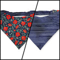 Red Poppies on Midnight Blue/Blue Pinstripe Reversible Slip-on Scrunchie Bandana (Large/X-Large)