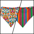 Crazy Butterflies/Serape Reversible Slip-on Scrunchie Bandana (Large)
