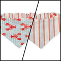 Crawfish on Stripes/Red & Blue Stripes Reversible Slip-on Scrunchie Bandana (Small)