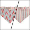 Crawfish on Stripes/Red & Blue Stripes Reversible Slip-on Scrunchie Bandana (Small/Medium)