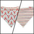 Crawfish on Stripes/Red & Blue Stripes Reversible Slip-on Scrunchie Bandana (Medium/Large)