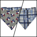 Texas Bluebonnet/Denim Tartan Plaid Reversible Slip-on Scrunchie Bandana (Large)