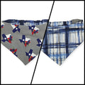 Texas Bluebonnet/Denim Tartan Plaid Reversible Slip-on Scrunchie Bandana (Medium)