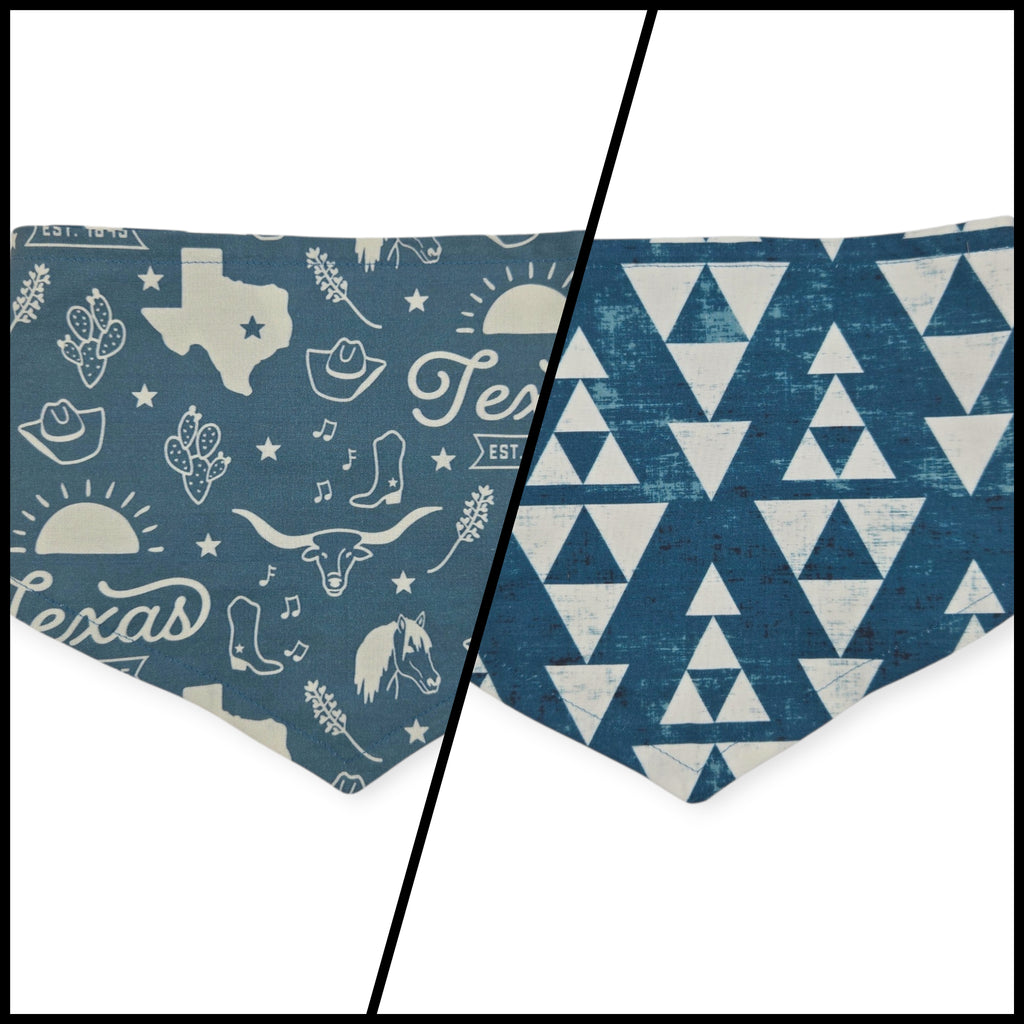 Texas Western Americana/Teal Southwestern Reversible Tie-on Bandana (Medium)