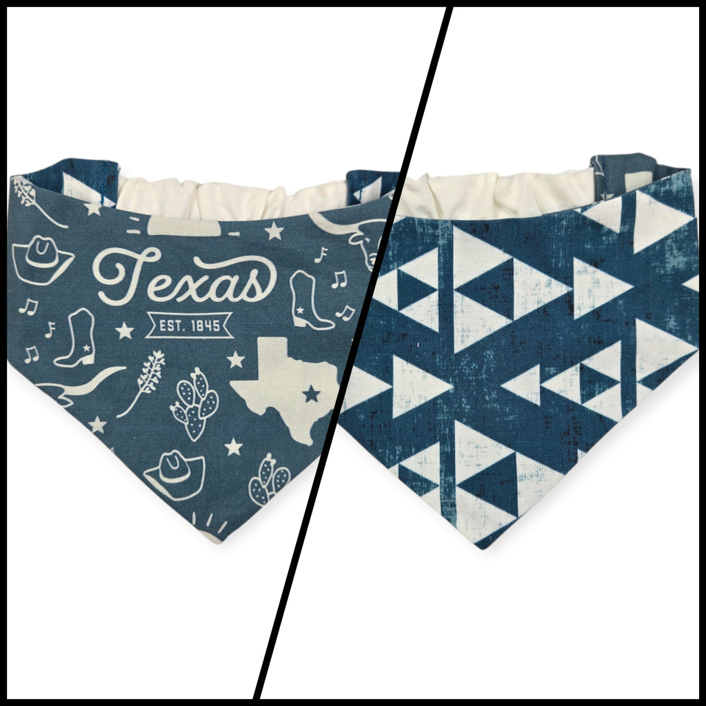 Texas Western Americana/Teal Southwestern Reversible Slip-on Scrunchie Bandana (Medium)