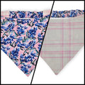 Pink Preppy Bluebonnets/Pink Plaid Reversible Slip-on Scrunchie Bandana (X-Large)