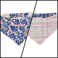 Pink Preppy Bluebonnets/Pink Plaid Reversible Slip-on Scrunchie Bandana (Medium)