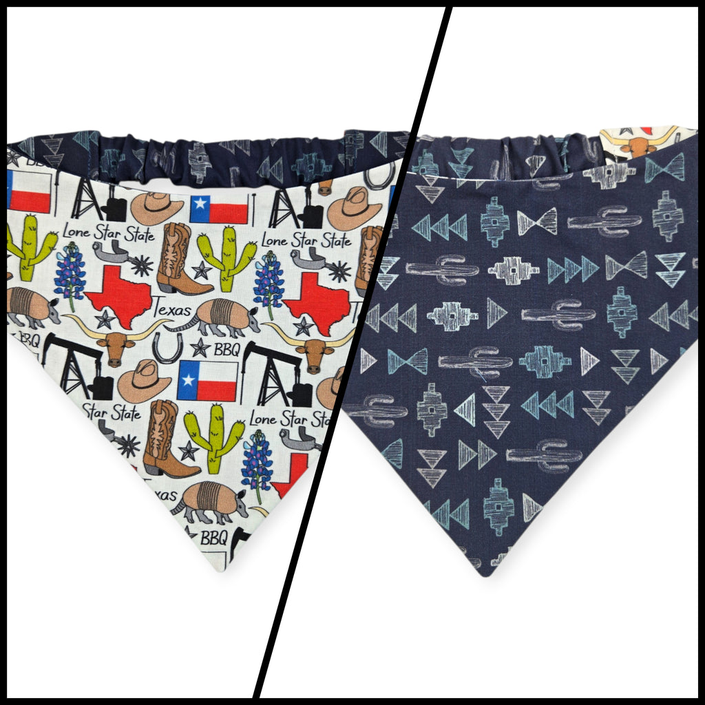 Texas Symbols/Santa Fe Nights Reversible Slip-on Scrunchie Bandana (Medium/Large)