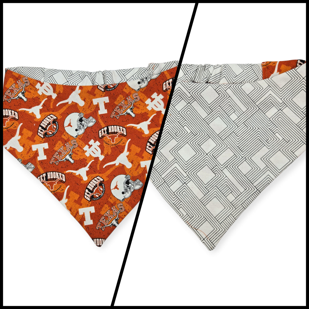 Longhorns/Fractal Lines Slip-on Scrunchie Bandana (Large)