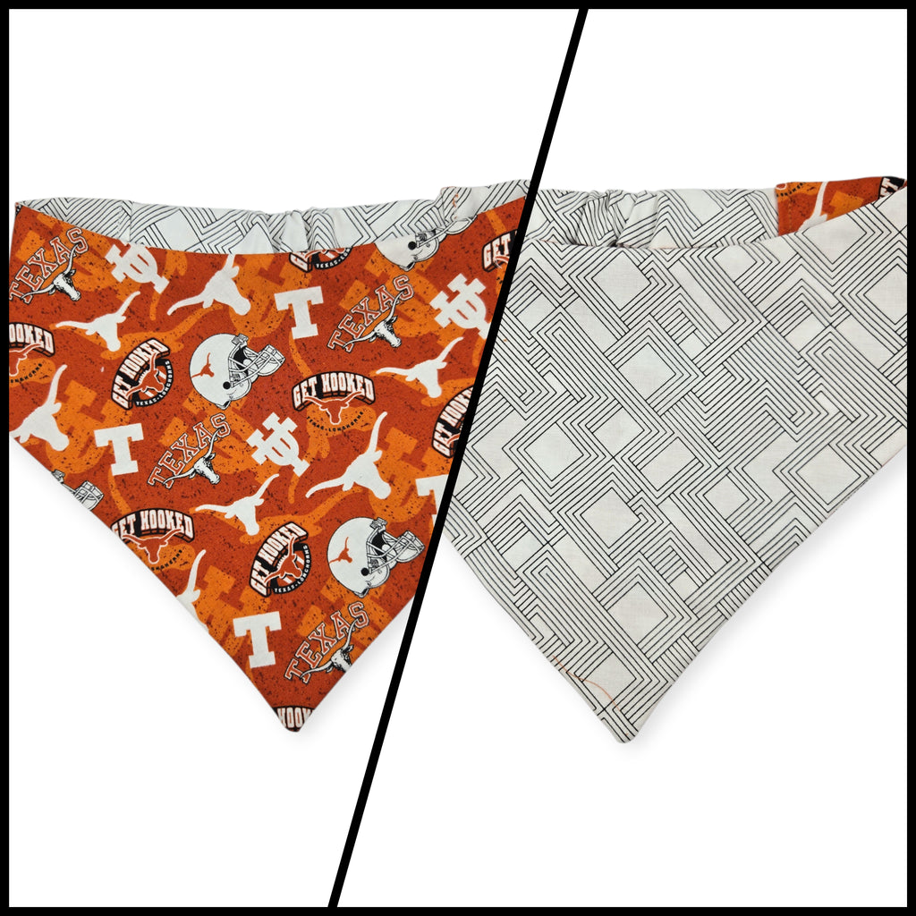 Longhorns/Fractal Lines Reversible Slip-on Scrunchie Bandana (Large/X-Large)