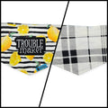 Watercolor Lemons/Black & White Plaid Reversible Tie-on Bandana (X-Small)