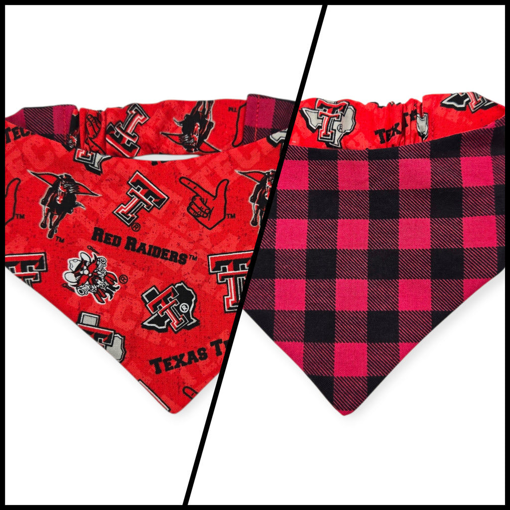 Raiders/Red Buffalo Plaid Reversible Slip-on Scrunchie Bandana (Small)