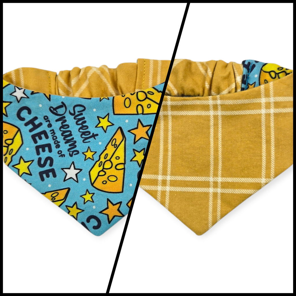 Sweet Dreams/Mustard Plaid Reversible Slip-on Scrunchie Bandana (X-Small/Small)