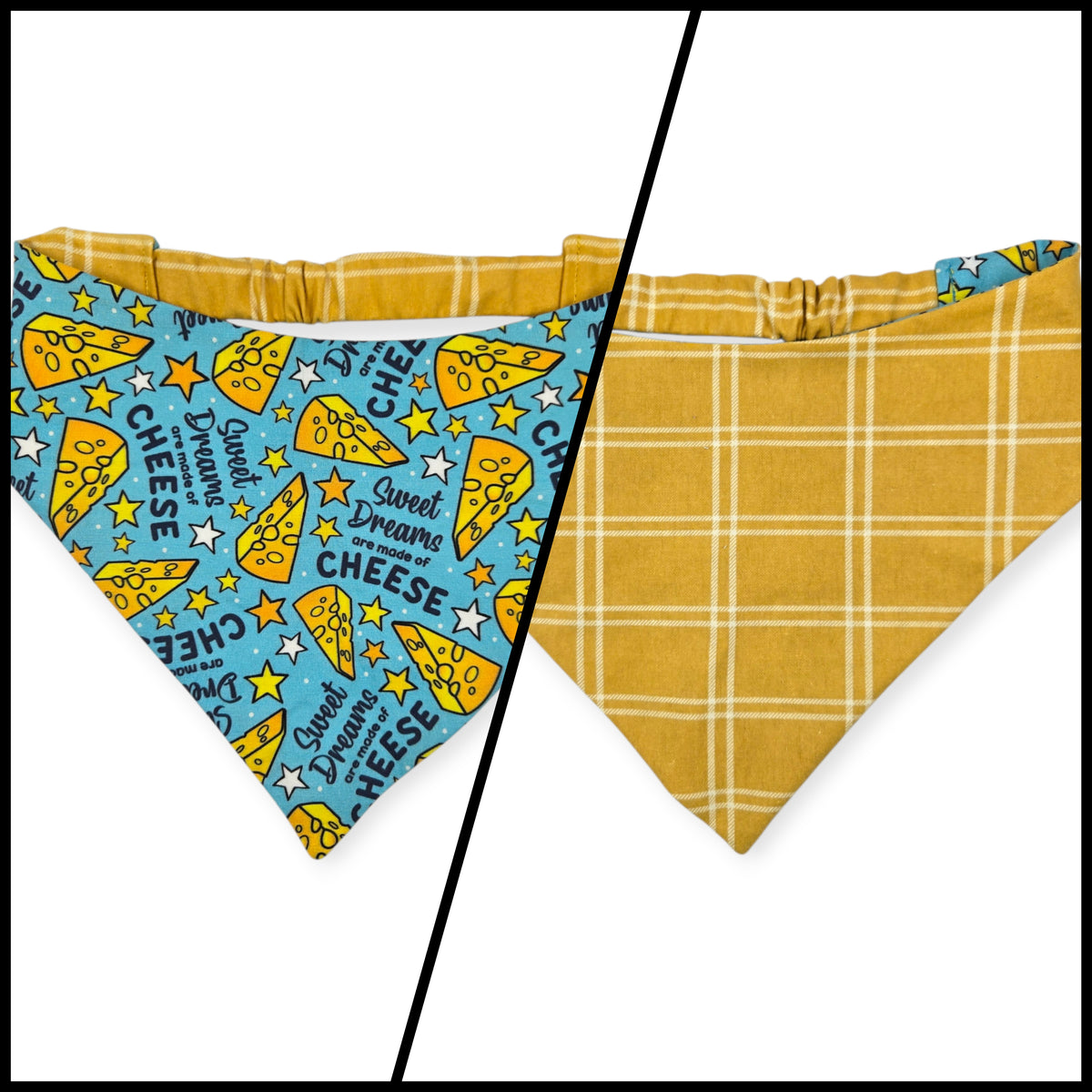 Sweet Dreams/Mustard Plaid Reversible Slip-on Scrunchie Bandana (Large)