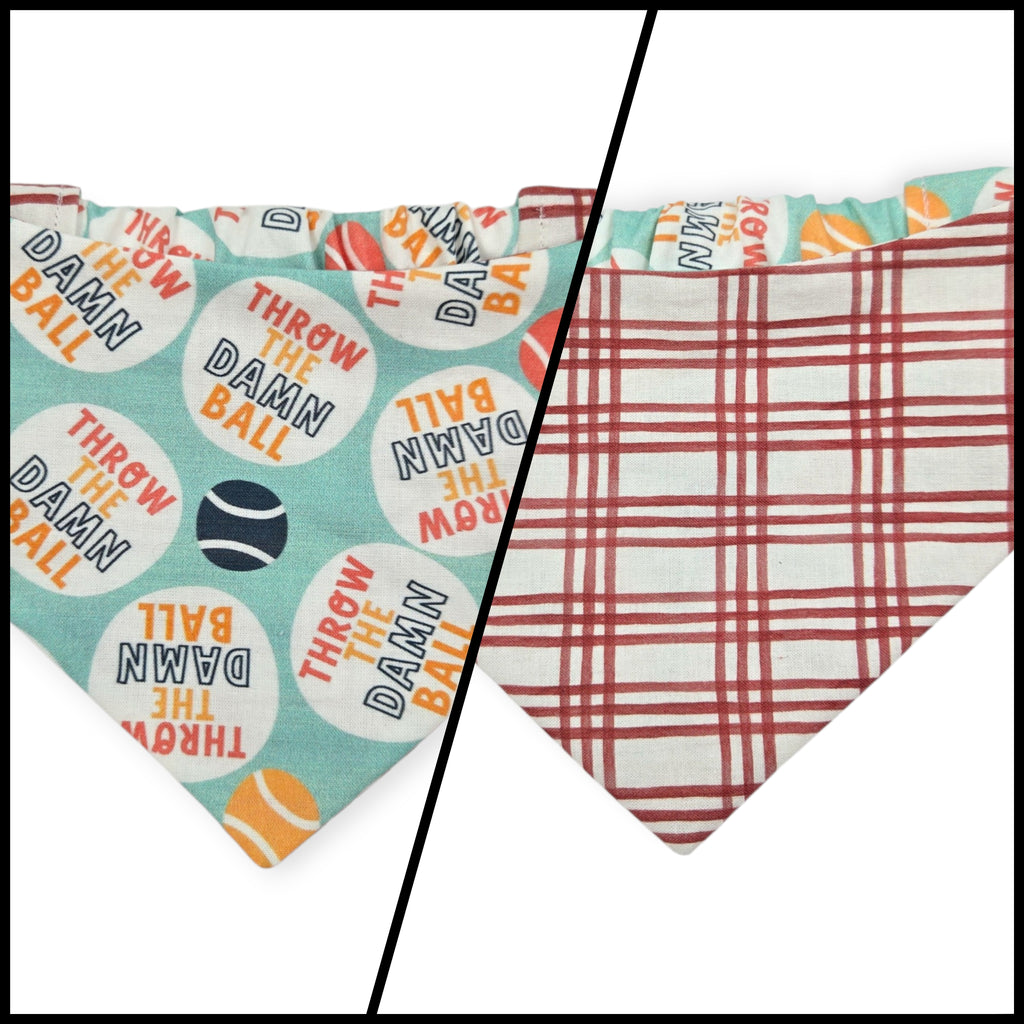 Throw the Ball/Poppy Plaid Slip-on Scrunchie Bandana (Large)