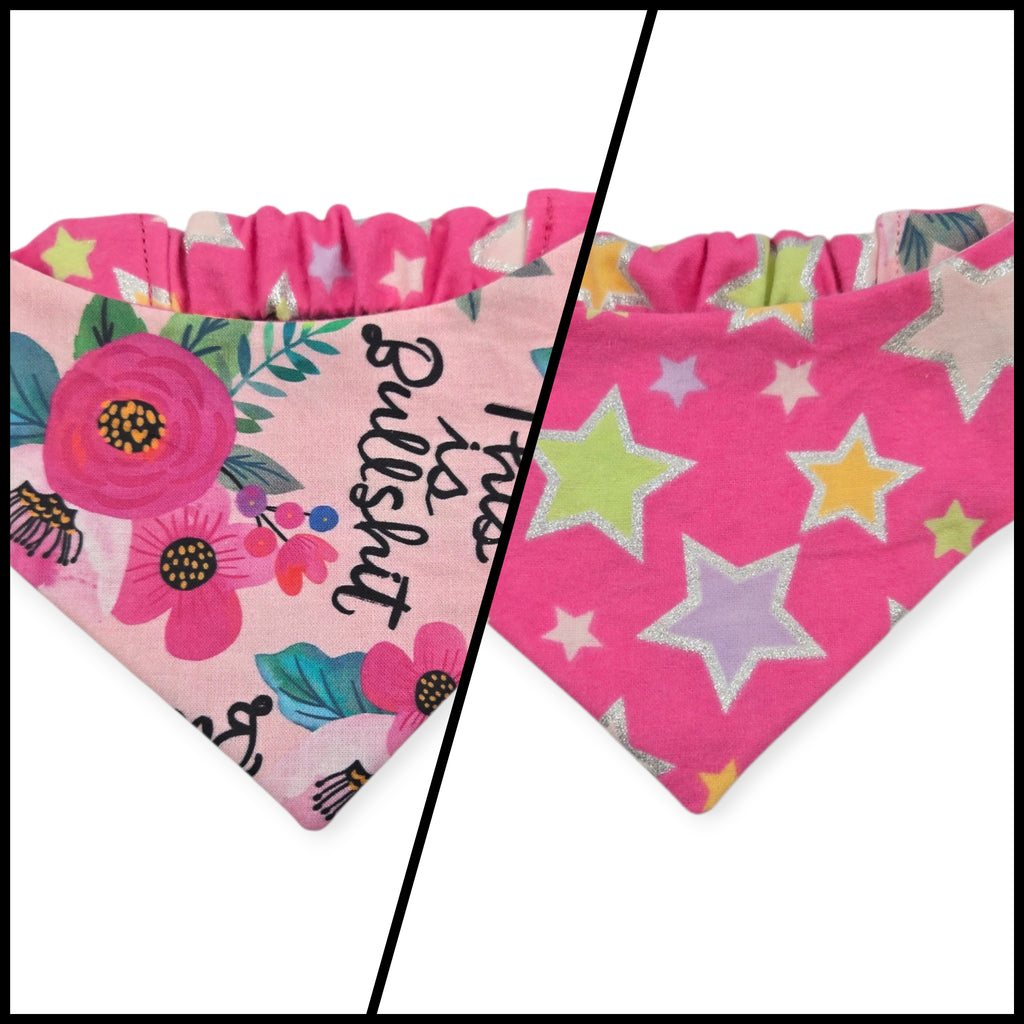 This is Bullshit/Pink Stars Reversible Slip-on Scrunchie Bandana (Small)