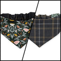 Honey Garden Bee-utiful Bees/Black Plaid Reversible Slip-on Scrunchie Bandana (X-Small/Small)