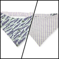 Shabby Chic Lavender Floral/Lavender Purple Stripe Slip-on Scrunchie Bandana (Large/X-Large)