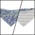 Aromatherapy-Lavender Fields/Purple Ticking Stripe Reversible Slip-on Scrunchie Bandana (Medium)
