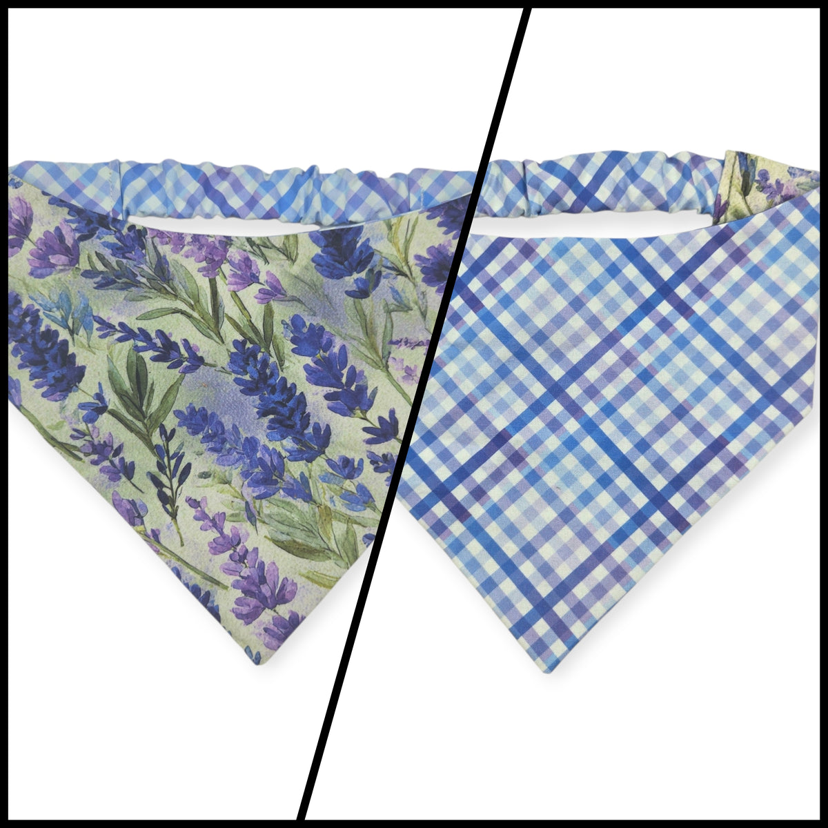 Fields of Lavender/Purple Weave Diagonal Plaid Reversible Slip-on Scrunchie Bandana (Medium/Large)