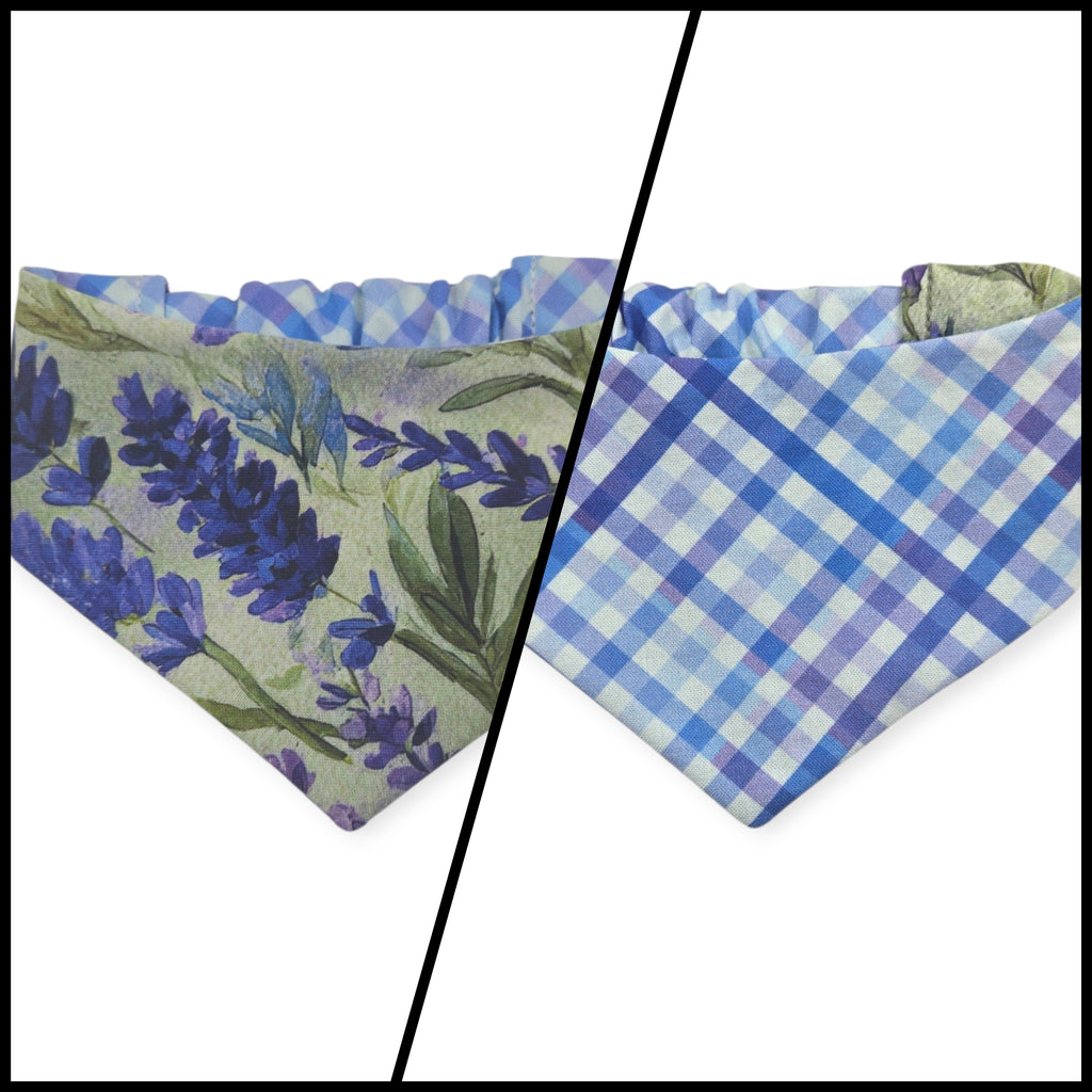 Fields of Lavender/Purple Weave Diagonal Plaid Reversible Slip-on Scrunchie Bandana (Small)