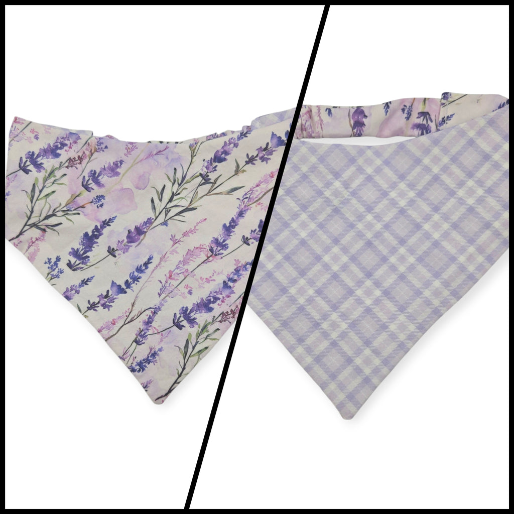 Vintage Lavender/Lavender Diagonal Plaid Reversible Slip-on Scrunchie Bandana (Large)