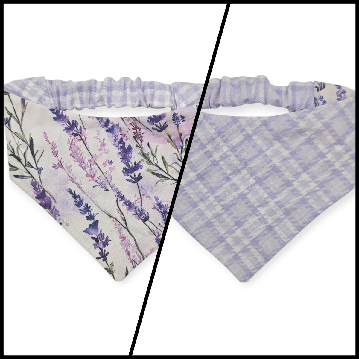 Vintage Lavender/Lavender Diagonal Plaid Reversible Slip-on Scrunchie Bandana (Small/Medium)
