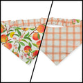 Peach Tree on White/Peach Windowpane Plaid Reversible Slip-on Scrunchie Bandana (Small/Medium)